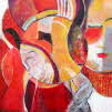 Susanne Beckh - Les Demoiselles en rouge, 50 x 50, Acryl auf Holz und Leinwand mit 1 Drehkörper, 2012