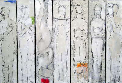 Susanne Beckh - 'Die sieben Tugenden', 100 x 145, Acryl mit Sand, 2008